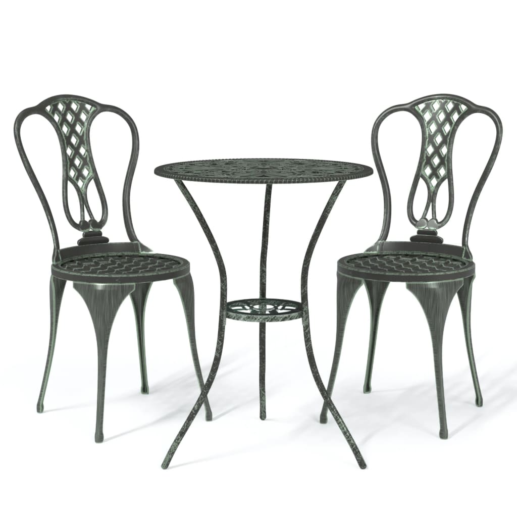 vidaXL 3-tlg. Bistro-Set Aluminiumguss Grün