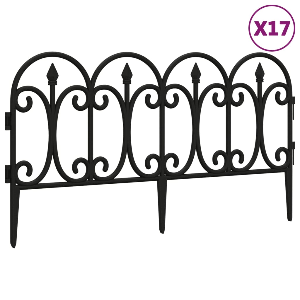 vidaXL Rasenkanten 17 Stk. Schwarz 10 m PP