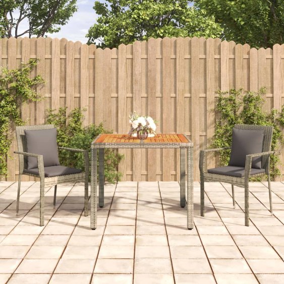 vidaXL 3-tlg. Garten-Essgruppe mit Kissen Schwarz Poly Rattan
