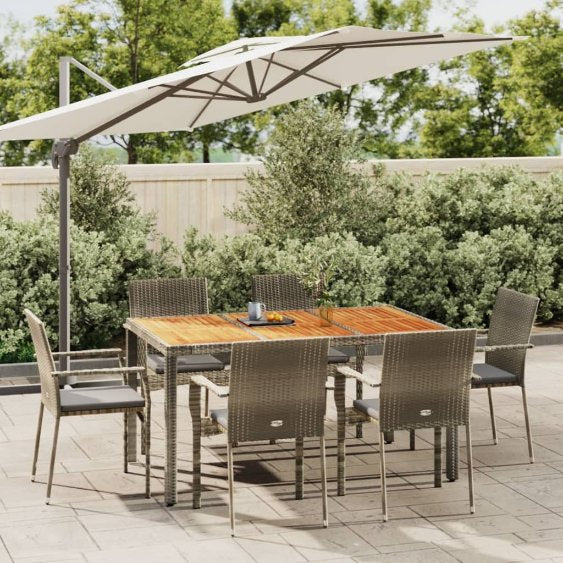 vidaXL 3-tlg. Garten-Essgruppe mit Kissen Schwarz Poly Rattan