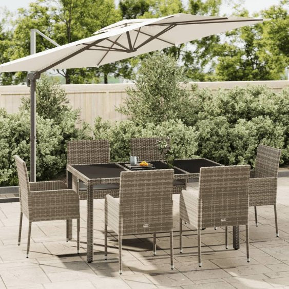 vidaXL 3-tlg. Garten-Essgruppe mit Kissen Schwarz Poly Rattan