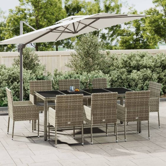 vidaXL 3-tlg. Garten-Essgruppe mit Kissen Schwarz Poly Rattan