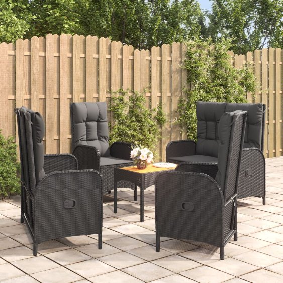 vidaXL 4-tlg. Garten-Essgruppe mit Kissen Grau Poly Rattan