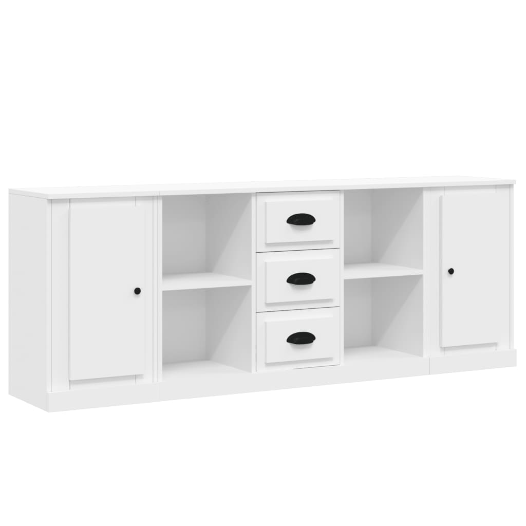 vidaXL Sideboards 3 Stk. Weiß Holzwerkstoff
