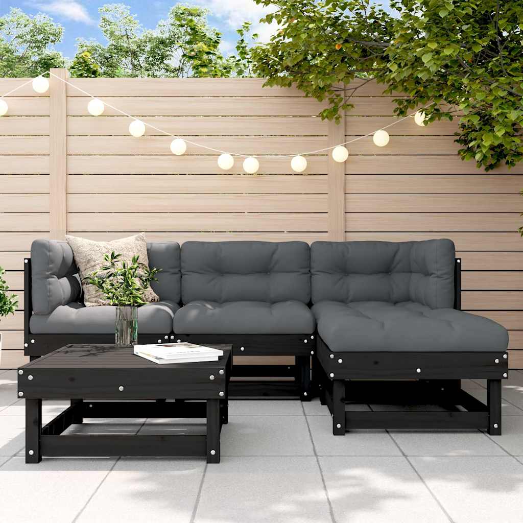 vidaXL 5-tlg. Garten-Lounge-Set mit Kissen Massivholz