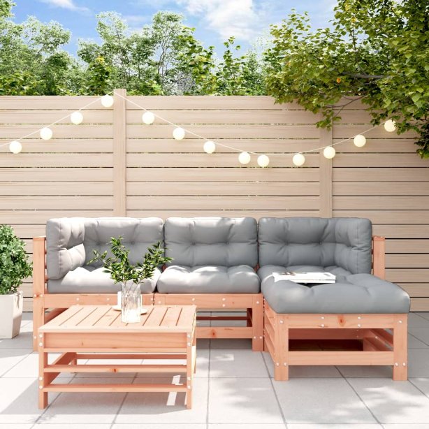 vidaXL 5-tlg. Garten-Lounge-Set mit Kissen Massivholz