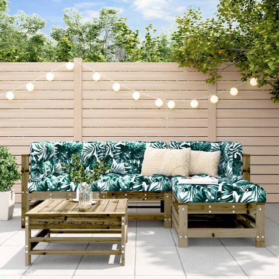 vidaXL 5-tlg. Garten-Lounge-Set mit Kissen Massivholz