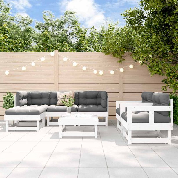 vidaXL 7-tlg. Garten-Lounge-Set mit Kissen Massivholz