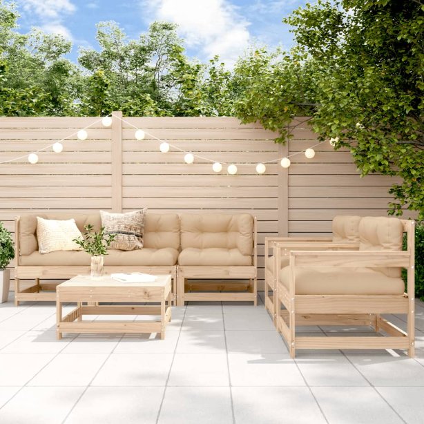 vidaXL 6-tlg. Garten-Lounge-Set mit Kissen Massivholz