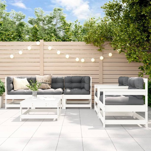 vidaXL 6-tlg. Garten-Lounge-Set mit Kissen Massivholz