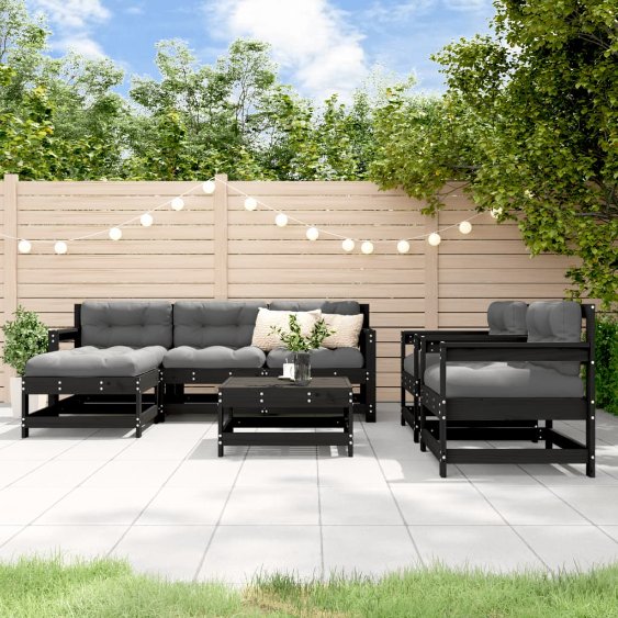 vidaXL 7-tlg. Garten-Lounge-Set mit Kissen Massivholz