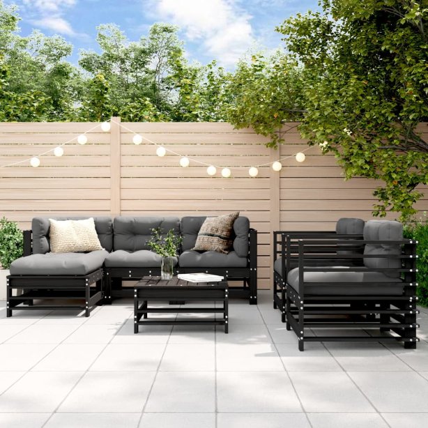 vidaXL 7-tlg. Garten-Lounge-Set mit Kissen Massivholz