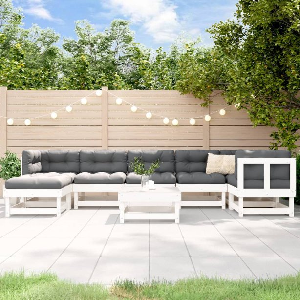 vidaXL 8-tlg. Garten-Lounge-Set mit Kissen Massivholz