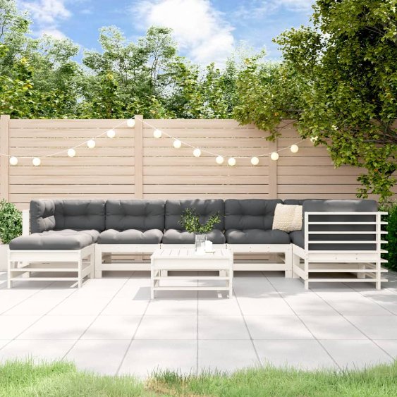 vidaXL 8-tlg. Garten-Lounge-Set mit Kissen Massivholz