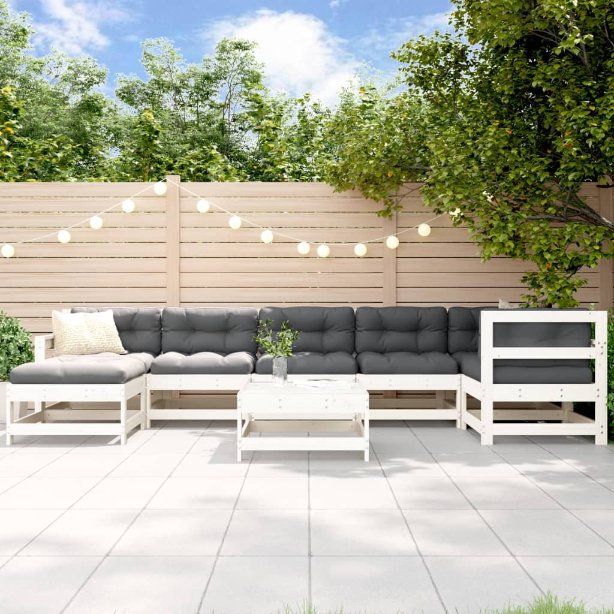 vidaXL 8-tlg. Garten-Lounge-Set mit Kissen Massivholz