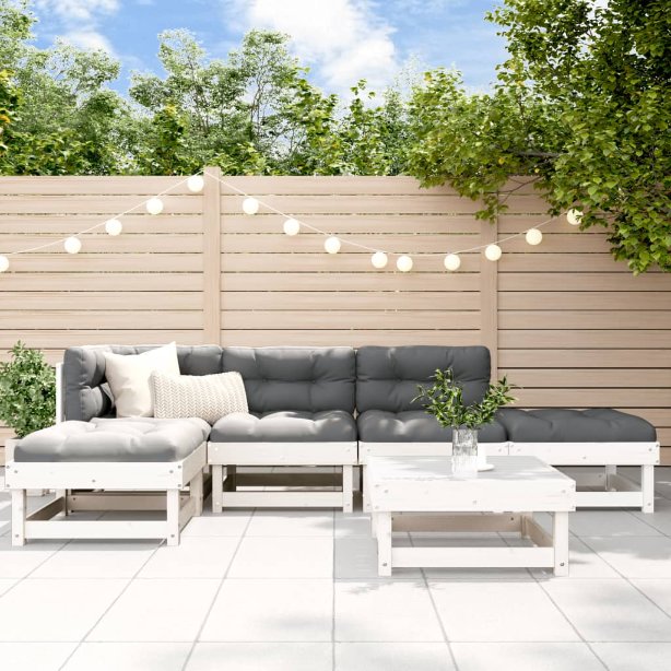 vidaXL 6-tlg. Garten-Lounge-Set mit Kissen Massivholz