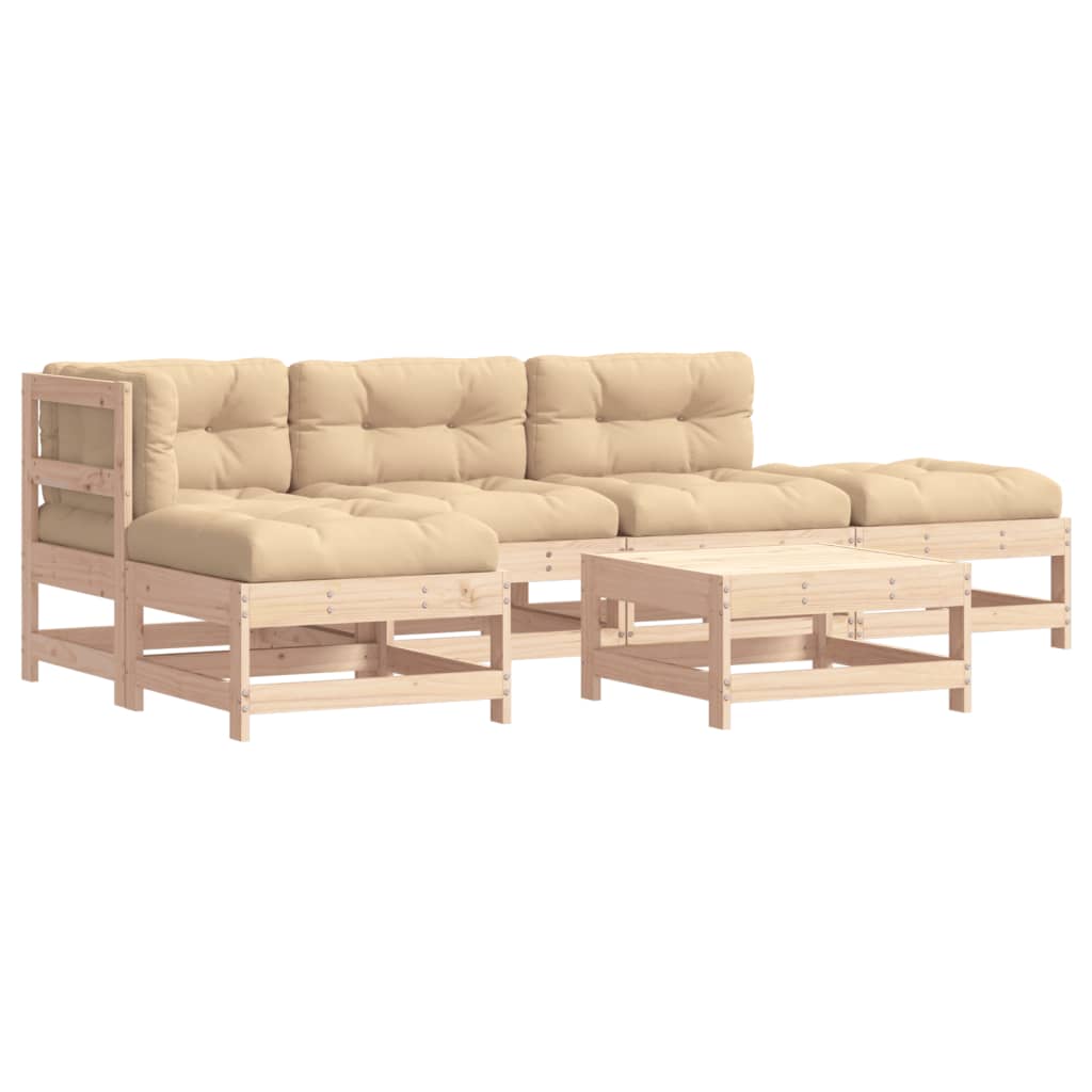 vidaXL 6-tlg. Garten-Lounge-Set mit Kissen Massivholz