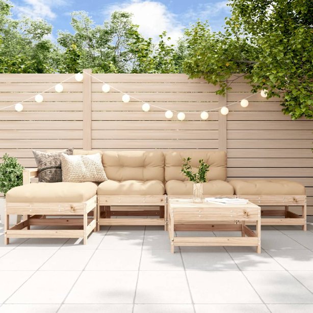vidaXL 6-tlg. Garten-Lounge-Set mit Kissen Massivholz