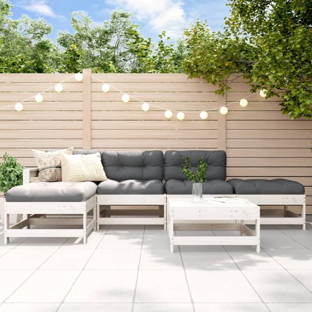 vidaXL 6-tlg. Garten-Lounge-Set mit Kissen Massivholz