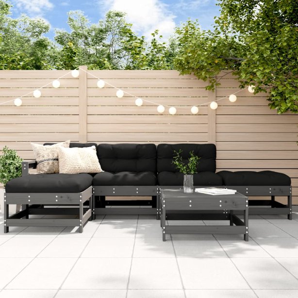 vidaXL 6-tlg. Garten-Lounge-Set mit Kissen Massivholz