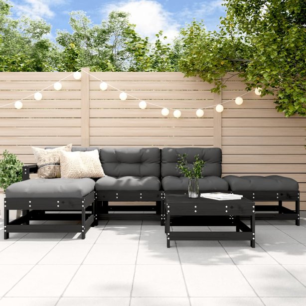 vidaXL 6-tlg. Garten-Lounge-Set mit Kissen Massivholz