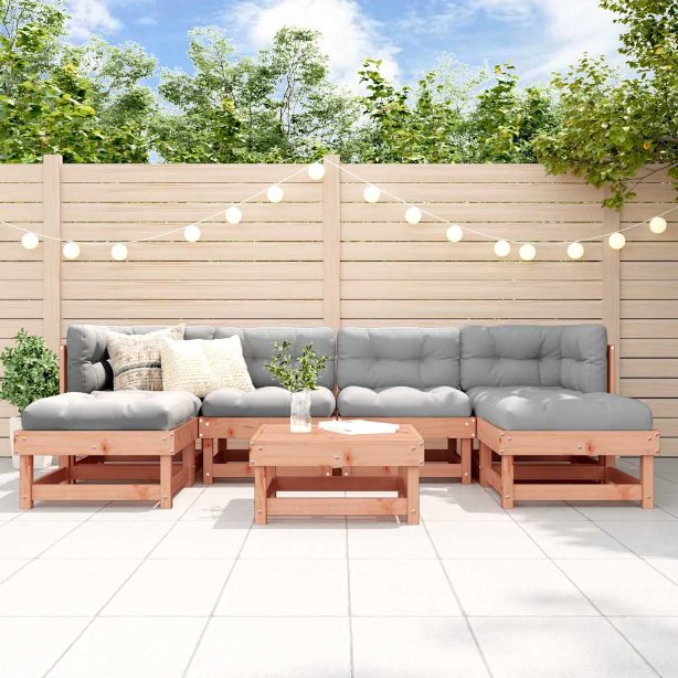 vidaXL 7-tlg. Garten-Lounge-Set mit Kissen Massivholz