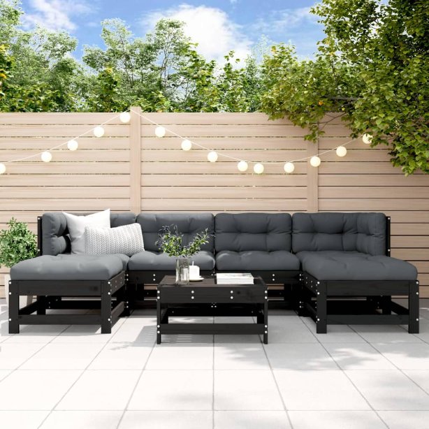 vidaXL 7-tlg. Garten-Lounge-Set mit Kissen Massivholz