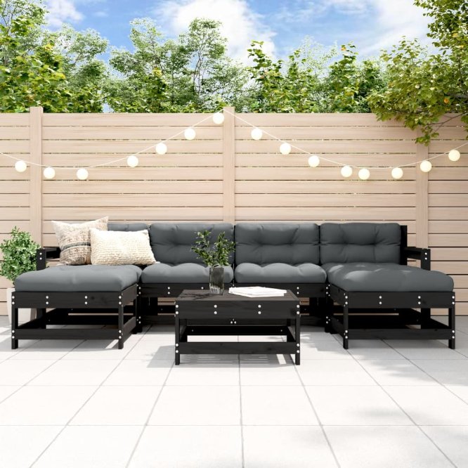 vidaXL 7-tlg. Garten-Lounge-Set mit Kissen Massivholz