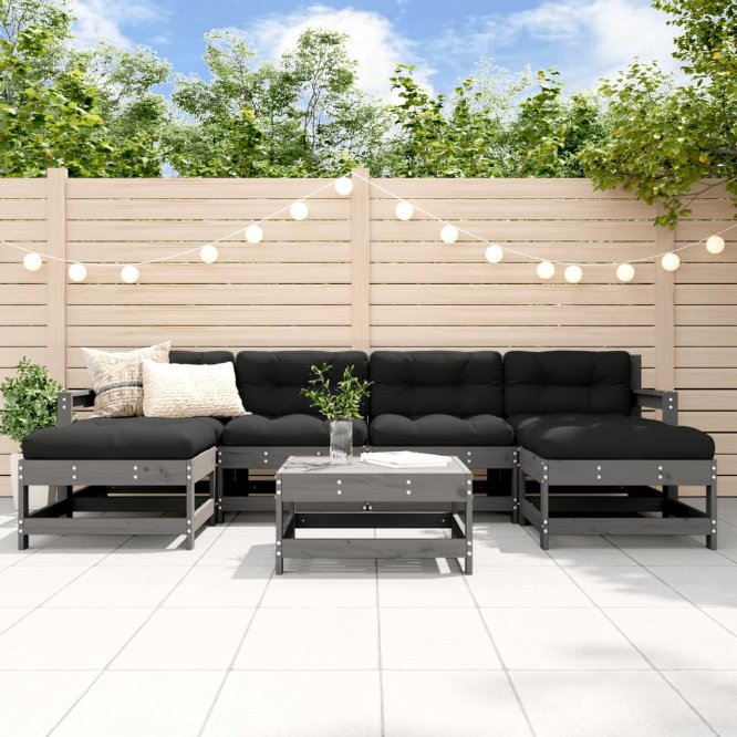 vidaXL 7-tlg. Garten-Lounge-Set mit Kissen Massivholz