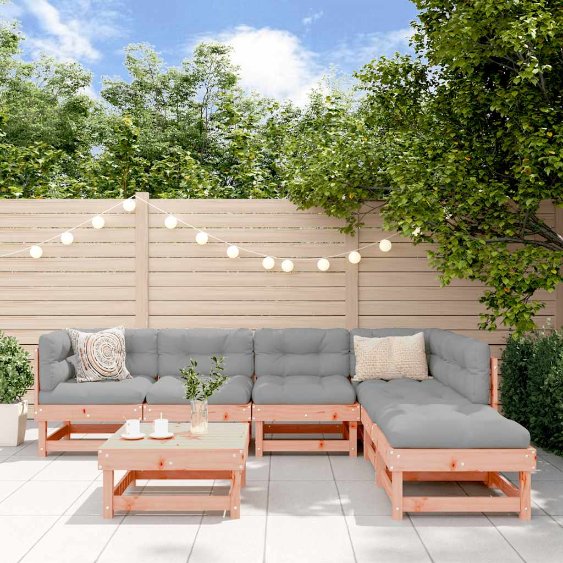 vidaXL 7-tlg. Garten-Lounge-Set mit Kissen Massivholz