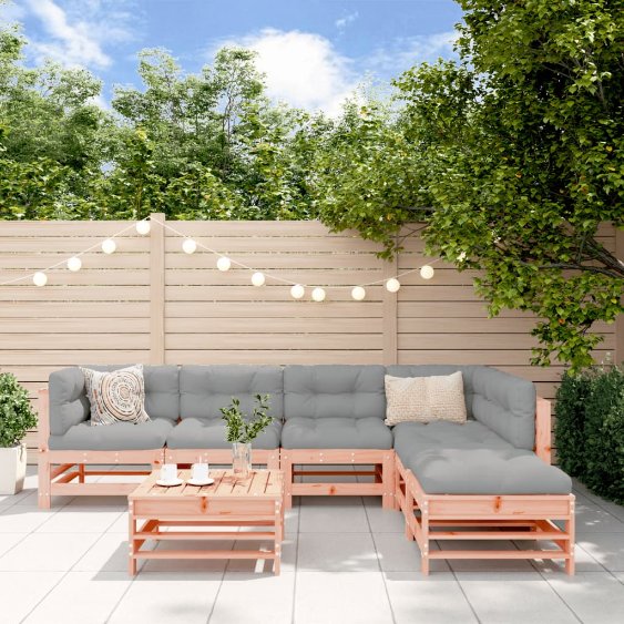 vidaXL 7-tlg. Garten-Lounge-Set mit Kissen Massivholz