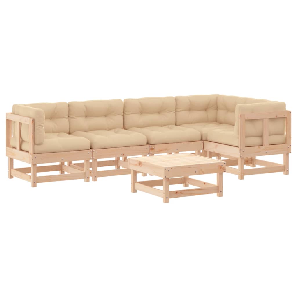 vidaXL 6-tlg. Garten-Lounge-Set mit Kissen Massivholz