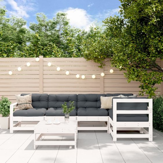 vidaXL 6-tlg. Garten-Lounge-Set mit Kissen Massivholz