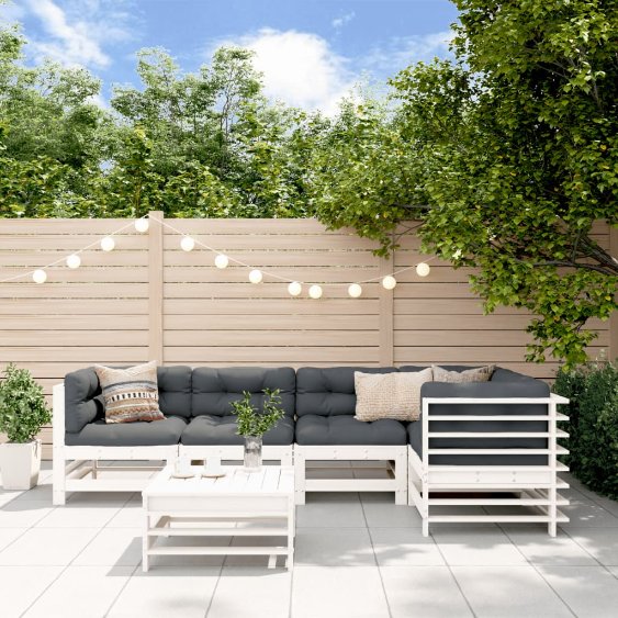 vidaXL 6-tlg. Garten-Lounge-Set mit Kissen Massivholz