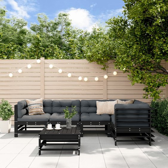 vidaXL 6-tlg. Garten-Lounge-Set mit Kissen Massivholz