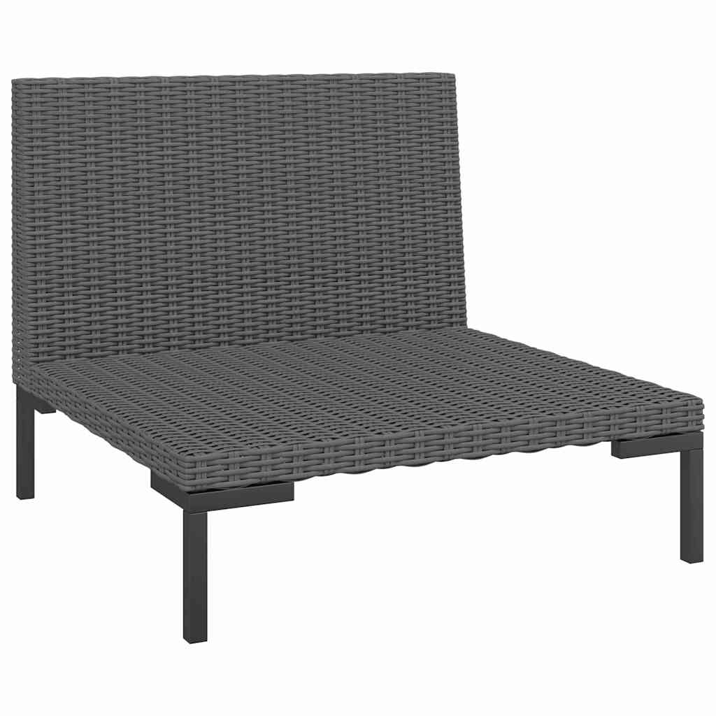 vidaXL Gartensofa mit Kissen Halbrundes Poly Rattan