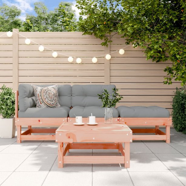 vidaXL 4-tlg. Garten-Lounge-Set mit Kissen Massivholz