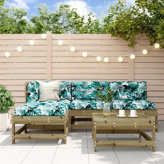 vidaXL 5-tlg. Garten-Lounge-Set mit Kissen Massivholz