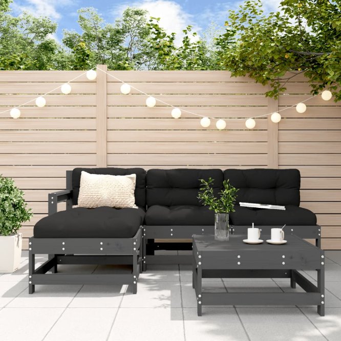 vidaXL 5-tlg. Garten-Lounge-Set mit Kissen Massivholz