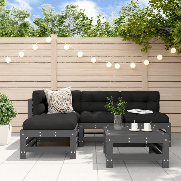 vidaXL 5-tlg. Garten-Lounge-Set mit Kissen Massivholz