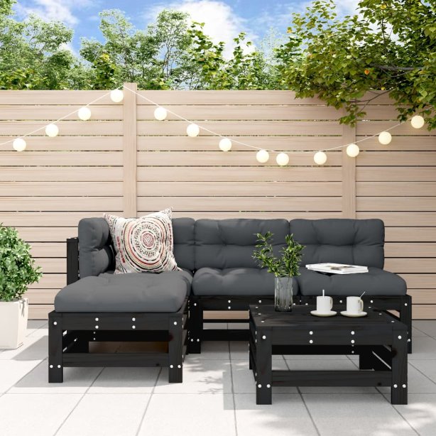 vidaXL 5-tlg. Garten-Lounge-Set mit Kissen Massivholz