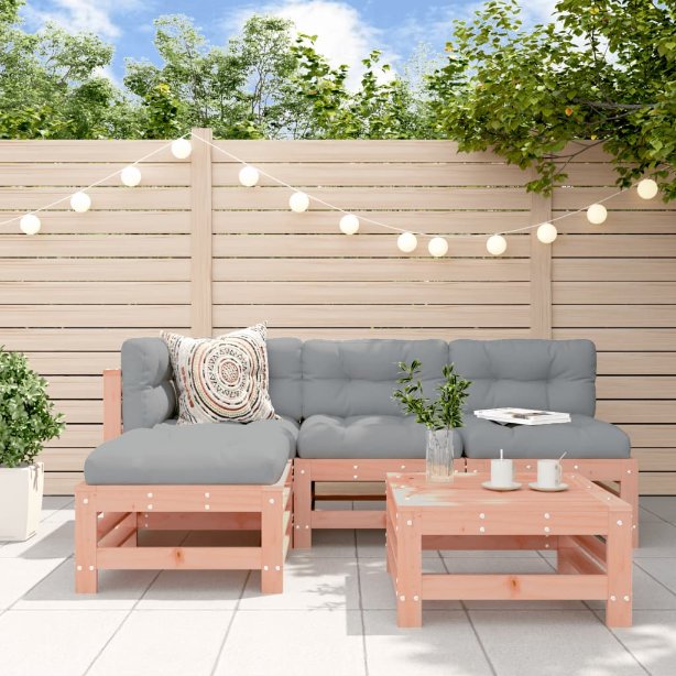 vidaXL 5-tlg. Garten-Lounge-Set mit Kissen Massivholz