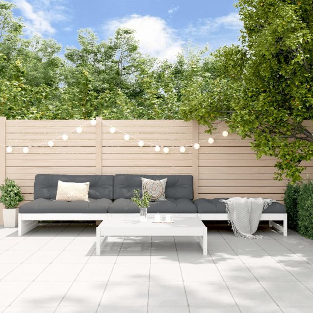 vidaXL 4-tlg. Garten-Lounge-Set mit Kissen Massivholz