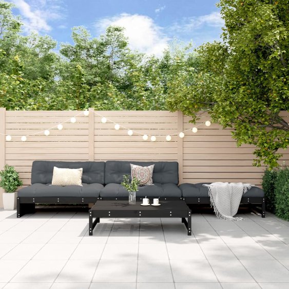 vidaXL 4-tlg. Garten-Lounge-Set mit Kissen Massivholz