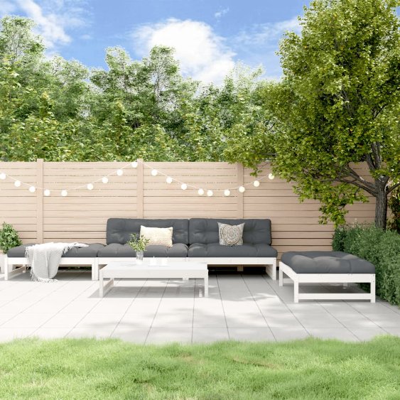 vidaXL 5-tlg. Garten-Lounge-Set mit Kissen Massivholz