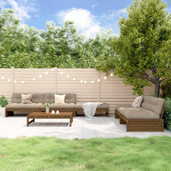 vidaXL 6-tlg. Garten-Lounge-Set mit Kissen Massivholz