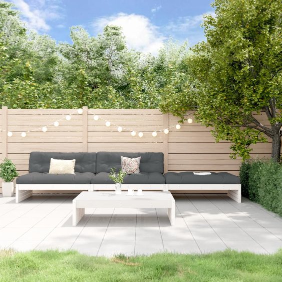 vidaXL 4-tlg. Garten-Lounge-Set mit Kissen Massivholz