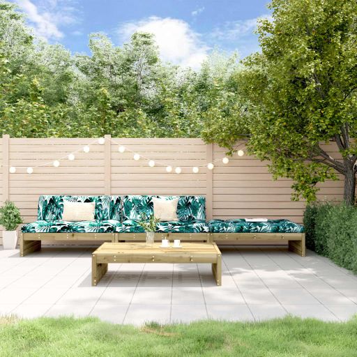 vidaXL 4-tlg. Garten-Lounge-Set mit Kissen Massivholz
