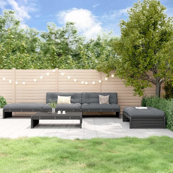 vidaXL 5-tlg. Garten-Lounge-Set mit Kissen Massivholz