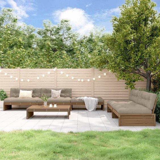 vidaXL 6-tlg. Garten-Lounge-Set mit Kissen Massivholz